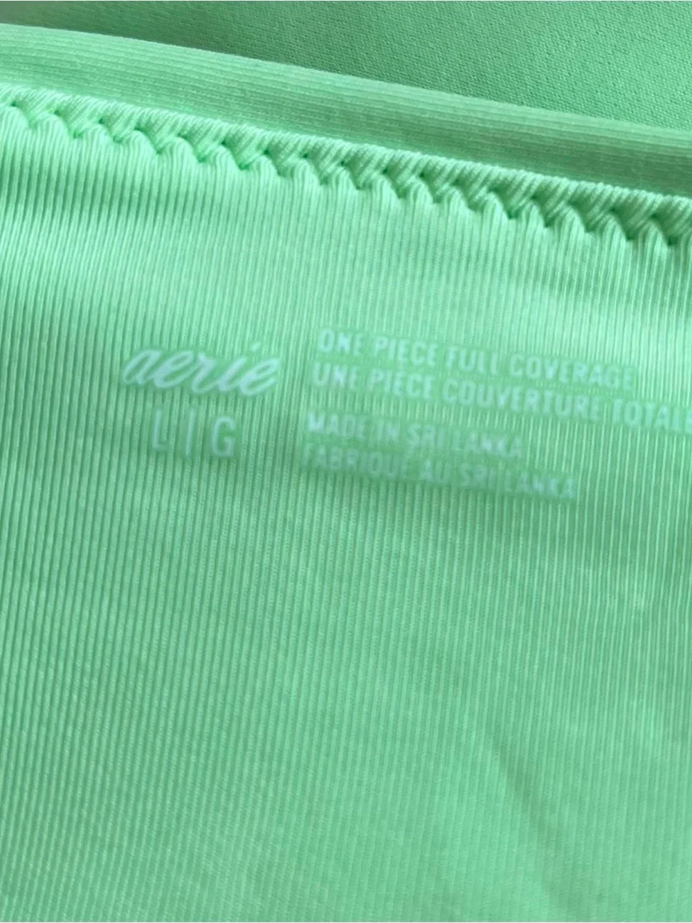 Aerie Womens Beaded One Shoulder One Piece Swimsuit Size Large Lime Green